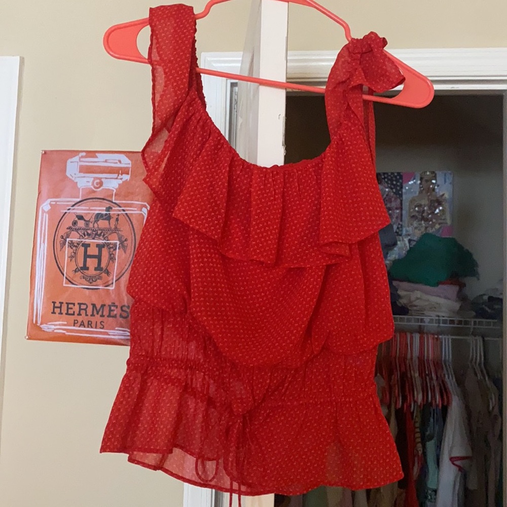 Red Lovers and Friends revolve ruffle tank